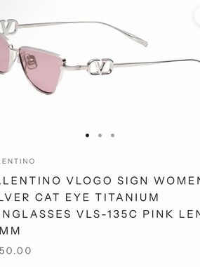 Valentino Pink Lens Silver Cat-Eye Sunglasses